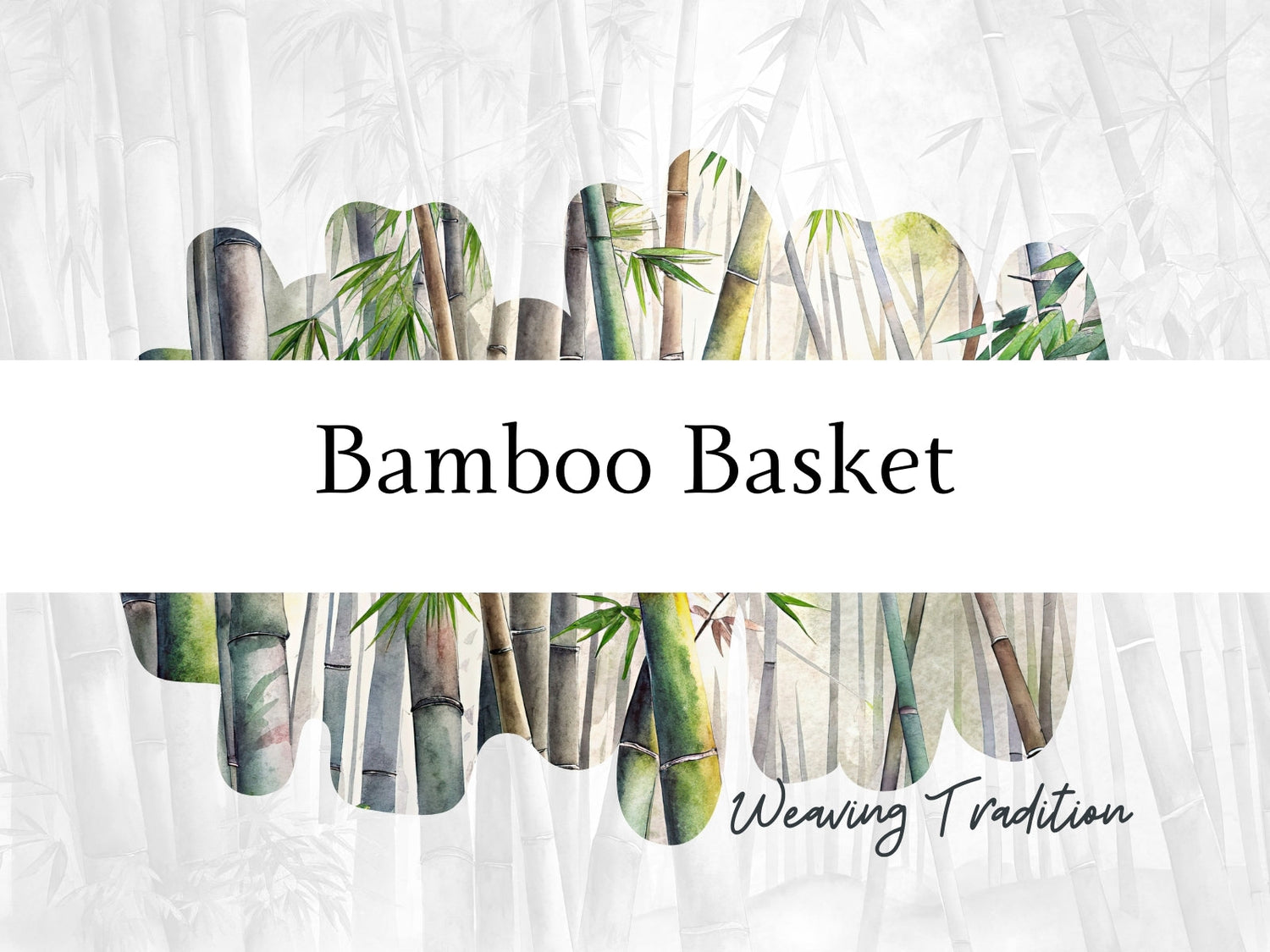 A bamboo basket set against a soft watercolor background, showcasing natural textures and gentle hues