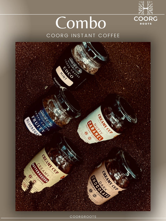 Arabica Instant Coffee Combo Pack of five flavours from Coorg Roots