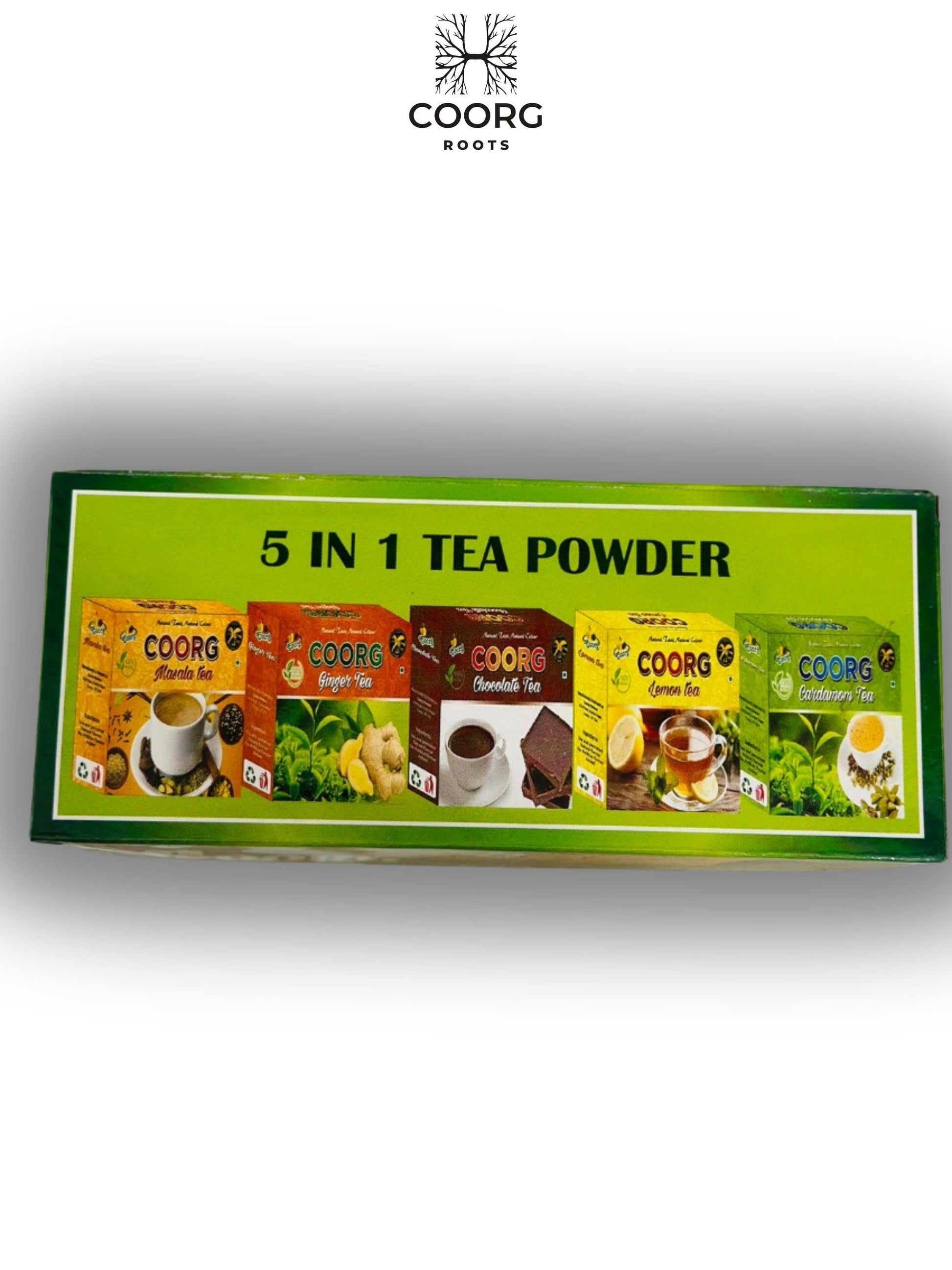 Corda Special 5 in 1 Tea Powder packaging showcasing Coorg's unique blend of flavors and aromas in a convenient format.