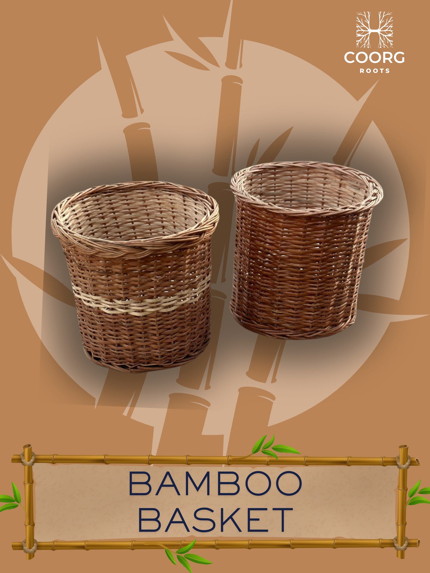 Dual dustbin made from bamboo