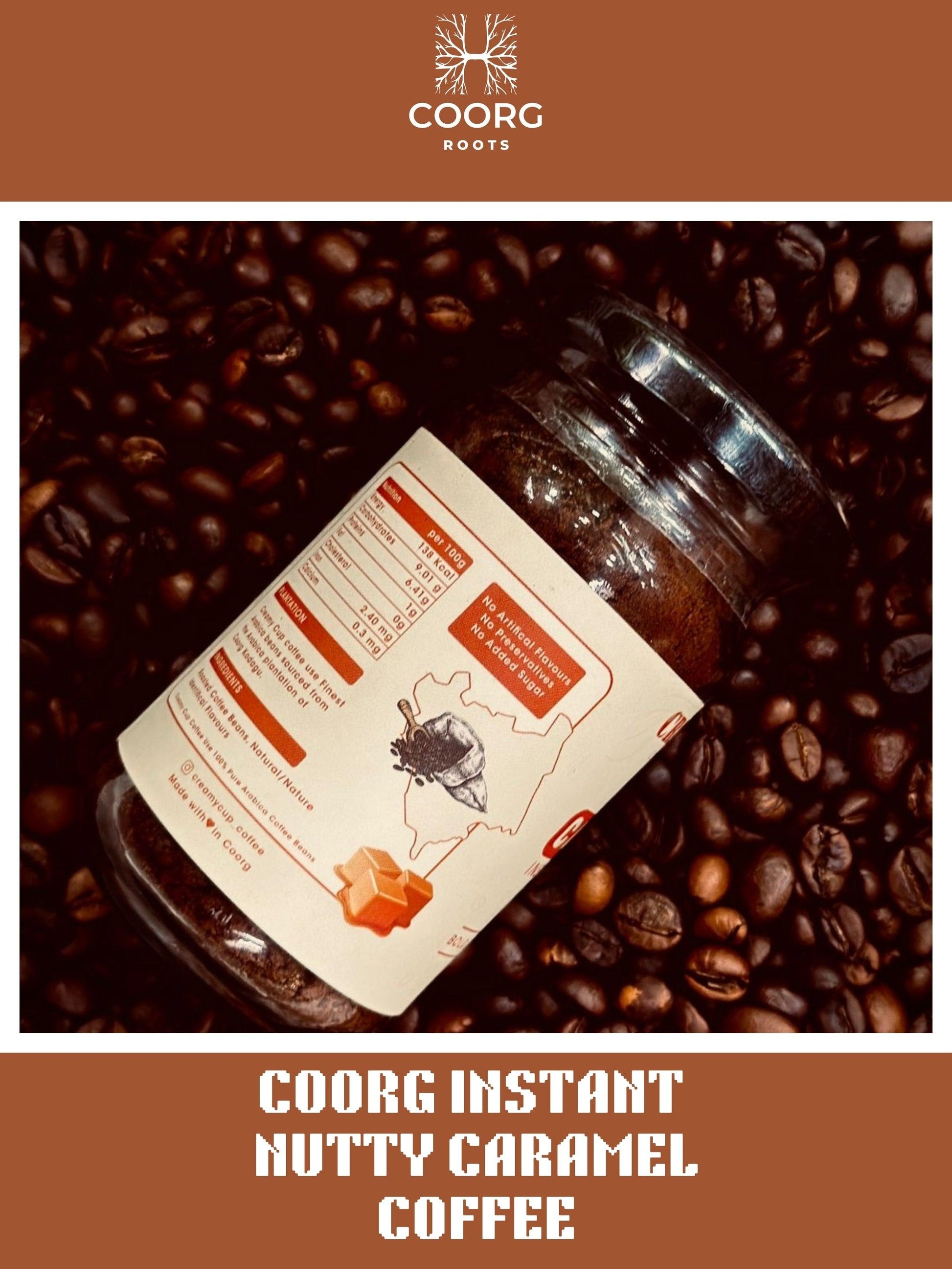 Nutty Caramel Aabica Instant Coffee powder bottle